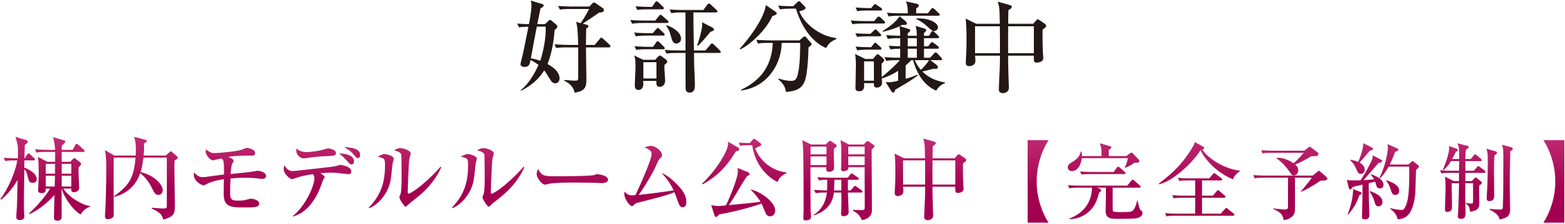 好評分譲中 棟内モデルルーム公開中（完全予約制）